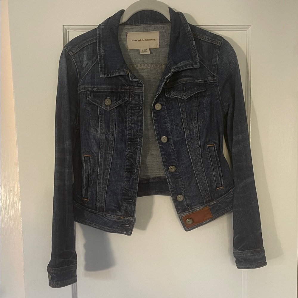 Pilcro and the Letterpress Dark Wash Cropped Jean Jacket